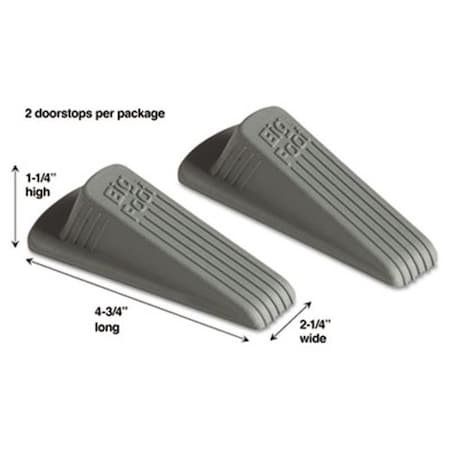 Master Caster Co Master Caster 00972 Big Foot Doorstop  No-Slip Rubber Wedge  2w x 4.75d x 1.25h  Gray  2-Pack 972